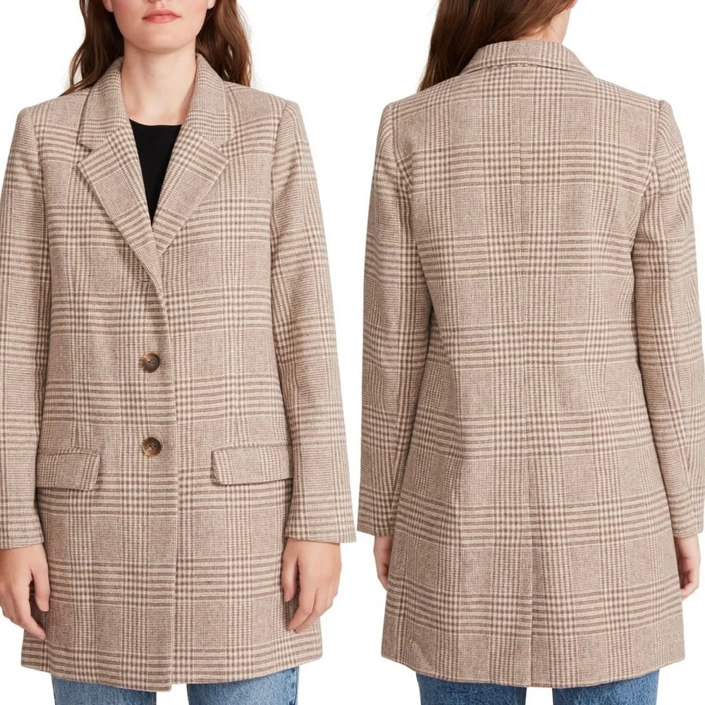 BB Dakota Tan Plaid Blazer Coat - Picture 2 of 3